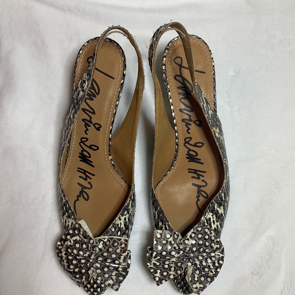 Lanvin Snakeskin Kitten Heel Slingbacks
